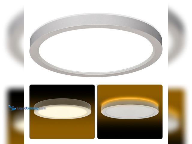 Lot 49-5453535 - 13 in. LED Flush Mount Ceiling Light with Night Light, 24W, 2400lm, 3000K/4000K/5000K Selectable. [M...