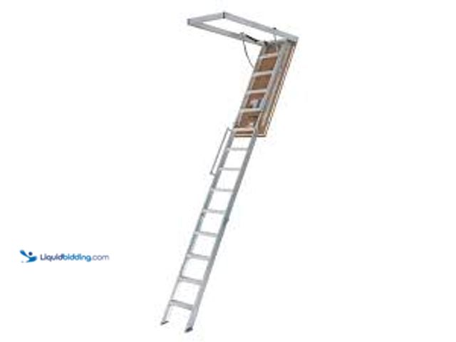 Lot 49-5448587 - Louisville Ladder Energy Efficient 10 ft.- 12 ft., 22.5 in. x 63 in. Insulated Aluminum Attic Ladder...