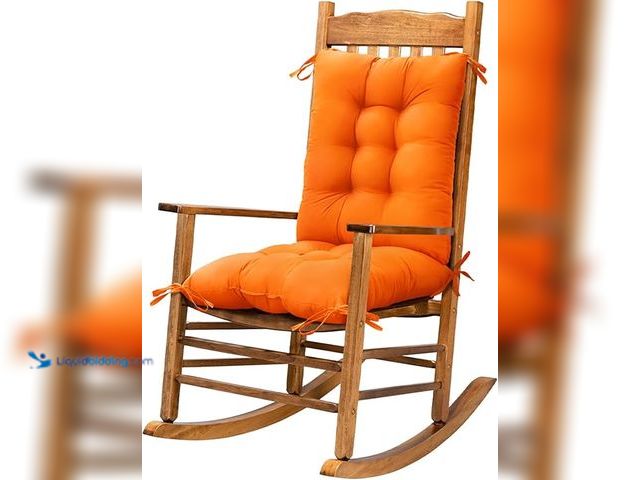 Lot 49-5411575 - QTY 5- Orange High Back Rocking Chair Cushion Thicken Tufted Pads Seat Back Cushion with Ties for In...