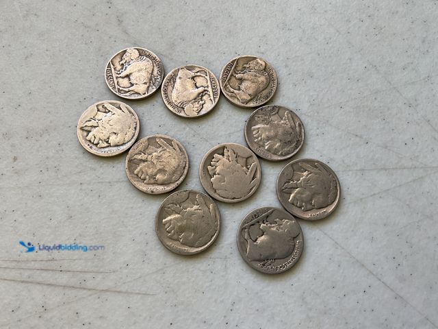 Lot 49-3503999 - LOT OF 10 VINTAGE BUFFALO NICKELS VARIOUS YEARS