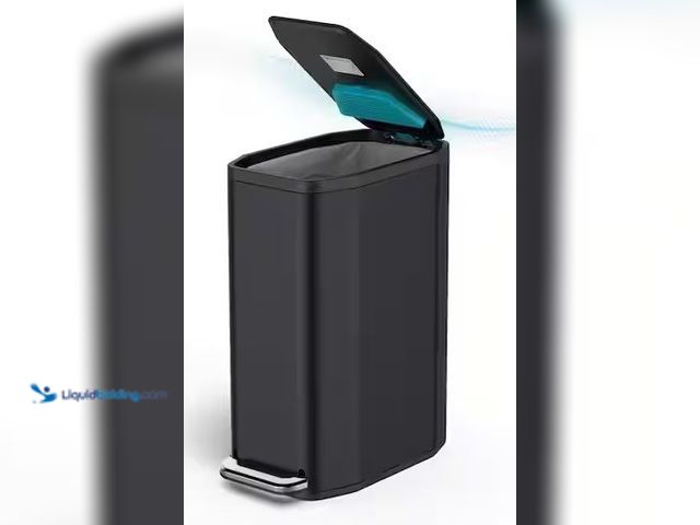 Lot 49-5486267 - Home Zone Living
13.2 Gal. Matte Black Slim Step-On Stainless Steel Kitchen Trash Can with Odor Con...