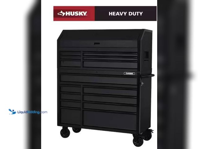 Lot 49-2020934 - Husky Tool Storage 52 in. W x 20 in. D Heavy Duty Rolling Tool Chest Combo in Matte Black, Model # H...