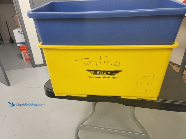 Lot 49-1816037 - 3 Other 3 Window Cleaning Buckets 2 Blue 1 Yellow. USED