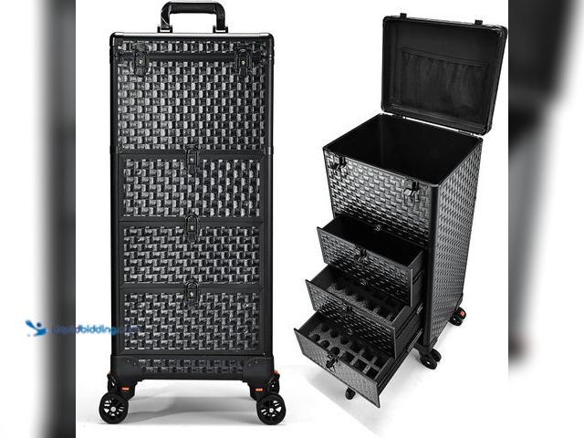 Lot 49-5416300 - Salon Cart with 3 Drawers, Nail Trolley Cart with Wheels Salon Station Rolling Makeup Train Case Cos...