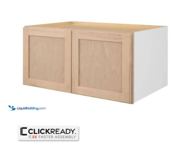 Lot 49-5489262 - Hampton Bay Unfinished Wall Bridge Kitchen Cabinet. 36X18X24 inches. Model #850063902540. Used with ...