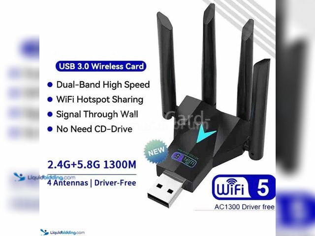 Lot 49-5388202 - USB 3.0 Wireless WIFI Adapter 1300Mbps Long Range Dongle Dual Band 2.4/5Ghz - NEW - High speed trans...