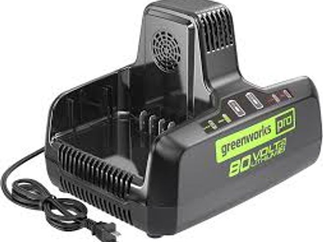 Lot 49-5483480 - greenworkstools 80V 8A Dual Port Charger. MODEL# 2958602AZ. Unused