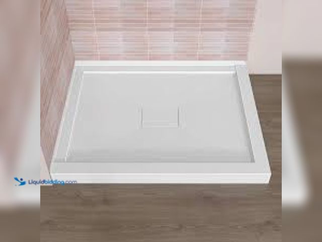 Lot 49-5459343 - Getpro 42 in. L x 34 in. W Corner Shower Pan Base Acrylic Shower Tray in White with Center Drain Hol...