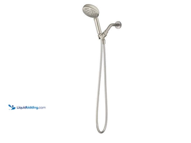 Lot 49-5541687 - Adjustable Height Massaging 7-Spray Settings Wall Mounted Handheld Shower Head 1.8 GPM in Brushed Ni...