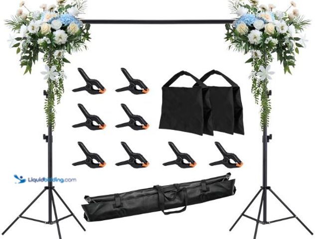 Lot 49-5436106 - 10x8.5ft Adjustable Backdrop Stand Kit - Portable Photo Background Support System for Photography, W...