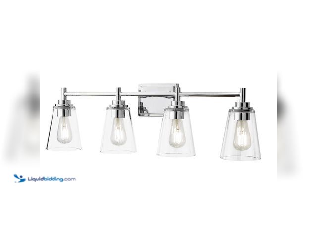 Lot 49-5453437 - Hampton Bay Wakefield 31 in. 4-Light Chrome Modern Vanity with Clear Glass Shades. [Model # HB3682-0...