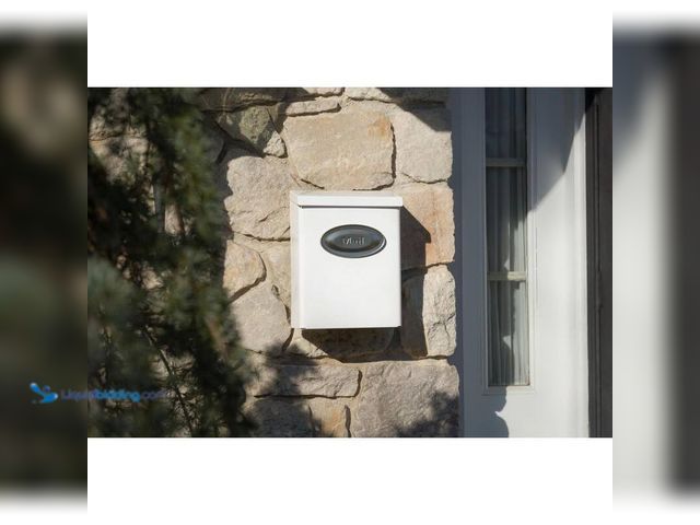 Lot 49-5406415 - Architectural Mailboxes Designer White with Satin Nickel, Medium, Steel, Locking, Wall Mount Mailbox...
