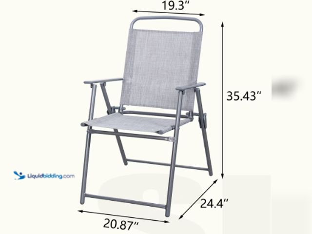 Lot 49-2023227 - Lot of (2) Walsunny Grey Folding Lawn Chairs. Unused.  Ref#MED0911