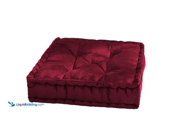 Lot 49-1571056 - Lot of (2) Sweet Home Collection 20 in. W x 20 in. L Faux Velvet Tufted Square Floor Pillow Cushion,...