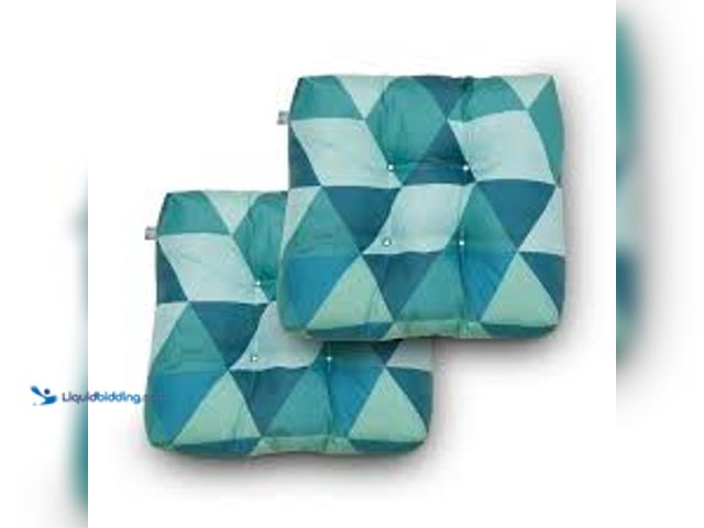 Lot 49-5415328 - Classic Accessories Duck Covers 19 in. x 19 in. x 5 in. Blue Lagoon Geo Square Indoor/Outdoor Seat C...