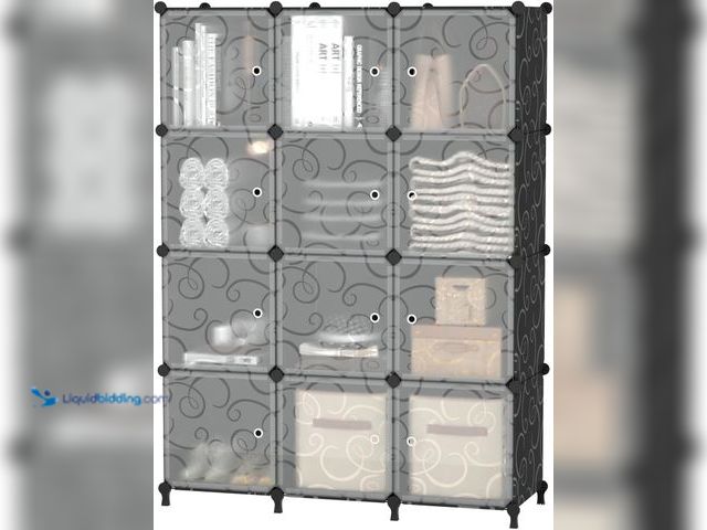 Lot 49-3511750 - AWTATOS 12 Cube Storage Organizer with Doors, DIY Plastic Closet Shelf, Modular Bookshelf, Stackable...