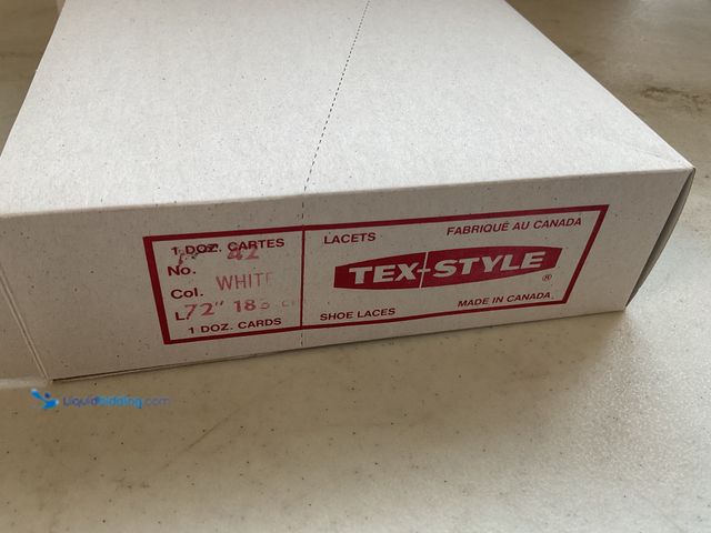 Lot 49-5341803 - TEX-STYLE 72 INCH WHITE CASE OF 12 INDIVIDUALLY WRAPPED HOCKEY LACES NEW OLD STOCK