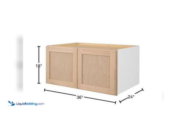 Lot 49-5554105 - Hampton Bay 36 in. W x 24 in. D x 18 in. H Ready to Assemble Wall Bridge Kitchen Cabinet in Unfinish...