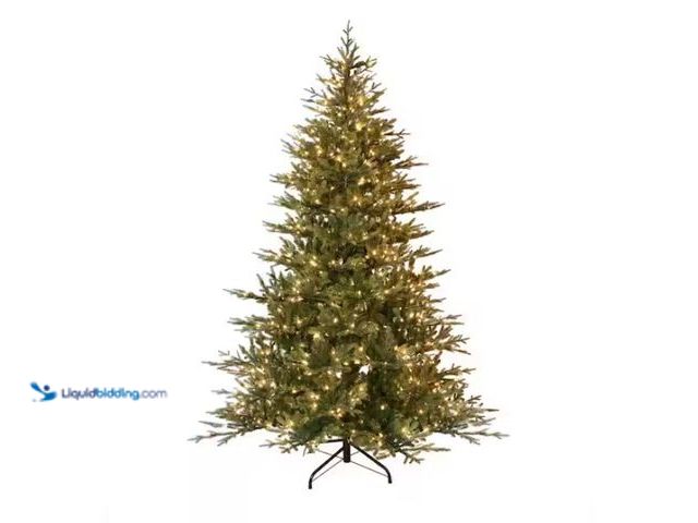 Lot 49-1542113 - Puleo International 7.5 ft. Prelit Balsam Fir Artificial Christmas Tree with 800 UL-Listed Clear Inc...