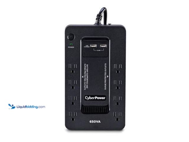 Lot 49-5572555 - CyberPower 650VA 8-Outlet UPS Battery Backup with USB. Model # SX650U. Unused