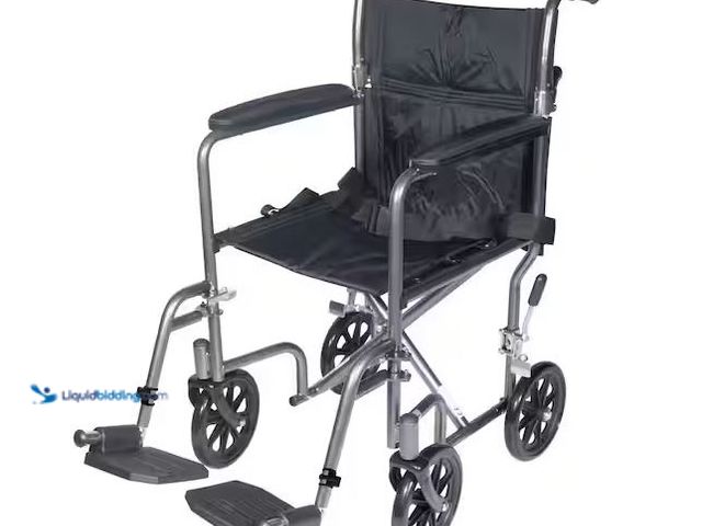 Lot 49-1568885 - Drive Medical Lightweight Steel Transport Wheelchair with Fixed Full Arms Model # TR37E-SV, Unused  ...