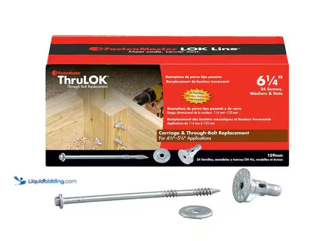 Lot 49-1572062 - FastenMaster ThruLok 1/4 in. 6-1/4 in. External Hex Drive, Hex Head Wood Screw Bolt Fastening System...
