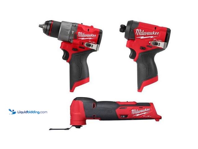 Lot 49-3600390 - Milwaukee M12 FUEL 12V Lithium-Ion Cordless Oscillating Multi-Tool, M12 FUEL 1/2 in. Hammer Drill & ...
