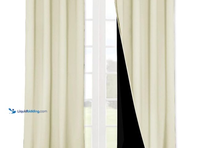 Lot 49-3528874 - NICETOWN Full Shading Curtains 90 inches Long 2 Panels Set for Windows, Super Heavy-Duty Black Lined...
