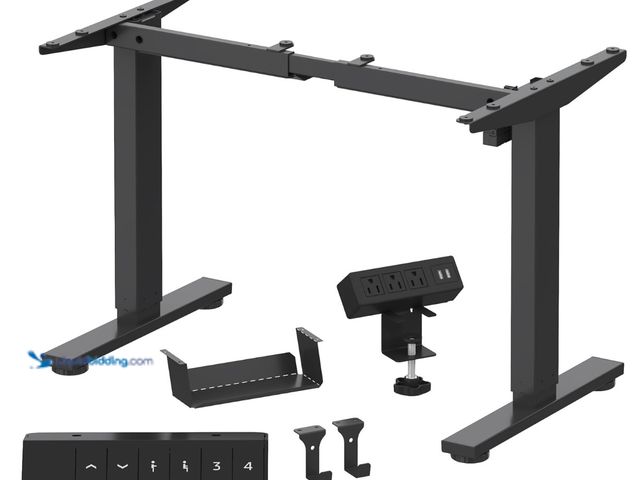 Lot 49-3481652 - FLEXISPOT EN2 Standing Desk Frame with Clamp Power Strip and Cable Management Tray, Electric Sit Sta...