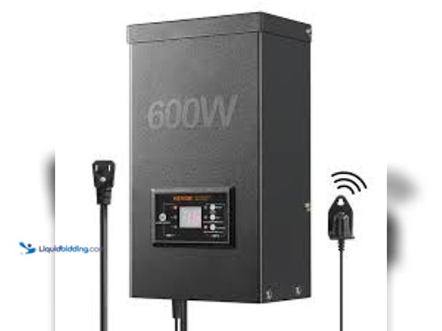 Lot 49-5407690 - Low Voltage 600-Watt Metal Landscape Lighting Transformer with Timer and Photocell Sensor. Model # H...
