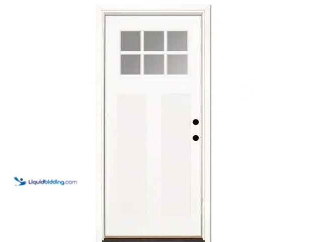 Lot 49-1547208 - Feather River Doors 36 in. x 80 in. 6 Lite Clear Craftsman Unfinished Smooth Left-Hand Inswing Fiber...