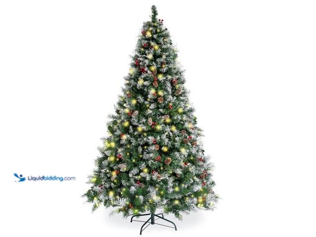 Lot 49-1546973 - YUG 6.5ft Pre-lit PVC Artificial Christmas Tree with 420 LED Lights 936 Branch Tips 79 Pinecones 207...