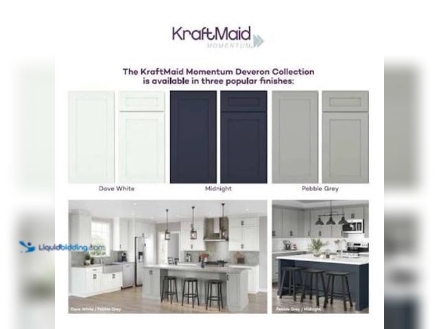 Lot 49-5573101 - KraftMaid Momentum Deveron Cabinet Veneer Sheet 96-in W x 34.5-in H x 0.375-in D Pebble Grey Painted...