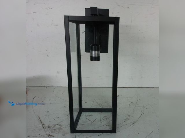 Lot 49-3616880 - Hampton Bay Hurley 1-Light 19" Modern Black Hardwired Outdoor Wall Light Lantern Porch Sconce with C...