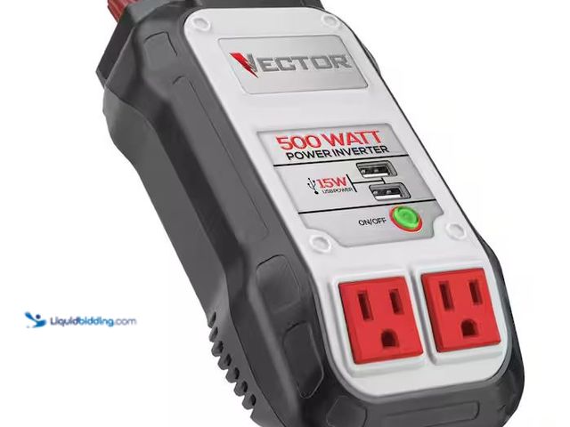 Lot 49-1568775 - VECTOR 500 Watt Power Inverter, Dual Power Inverter, Two USB Charging Ports Model # PI500V, Unused, ...