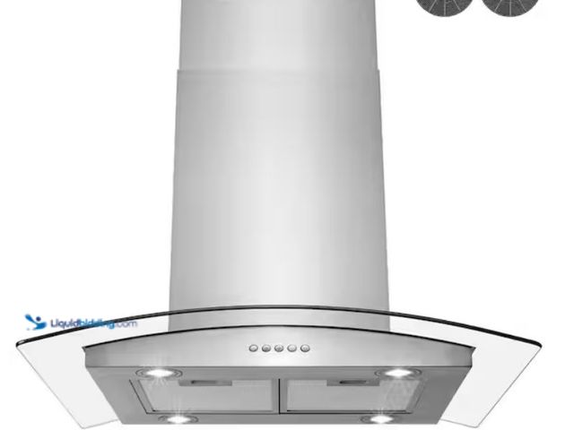 Lot 49-2006321 - Golden Vantage 30 in. Convertible Kitchen Island Mount Range Hood in Stainless Steel with Tempered G...