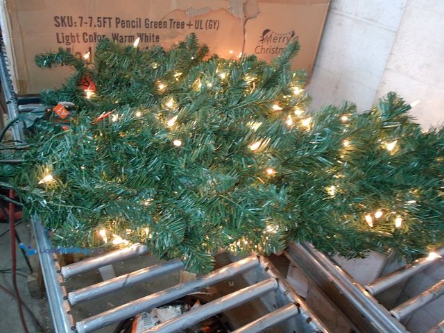 Lot 49-1546867 - 7.5FT Pre-Lit Pencil Christmas Tree, Artificial Narrow Holiday Decoration with Lights, Green, Unused...