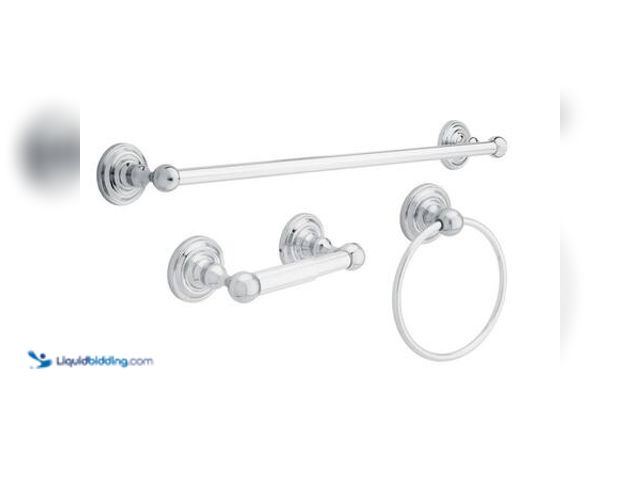 Lot 49-5520533 - Delta Greenwich 3 -Piece Bath Hardware Set with Mounting Hardware in Chrome. Model # 138284. Unused