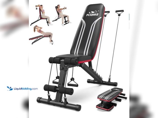 Lot 49-5436110 - FLYBIRD Adjustable Weight Bench Workout Bench for Home Gym, 15 Degree Decline Sit-Up, Sturdy Durable...