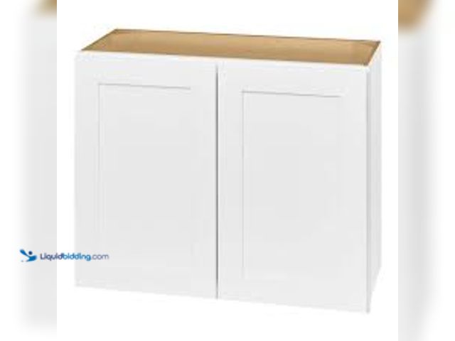 Lot 49-5476698 - Hampton Bay Avondale Shaker White Bridge Kitchen Cabinet. Model #8936204970790. Unused with no hardw...