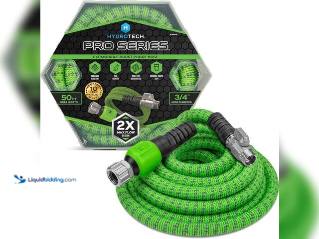 Lot 49-5460765 - HydroTech 50 ft Expandable Garden Hose - Pro Series, 2x Max Flow, 3/4" No-Kink Flexibility, Lightwei...