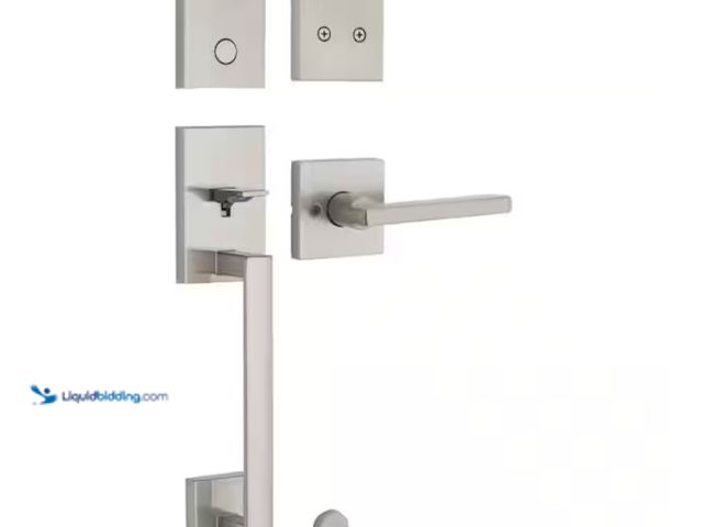 Lot 49-3471576 - Kwikset San Clemente Dummy Door Handle set with Square Halifax Handle in Satin Nickel, Model # 819SC...