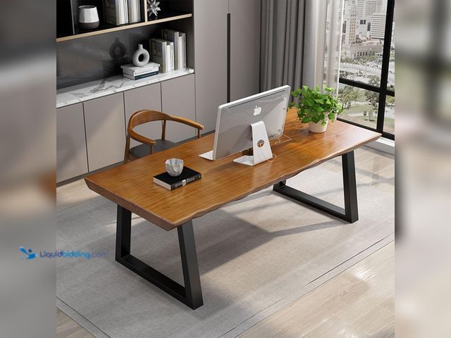 Lot 49-5484513 - Modern Solid Wood Executive Desk – Spacious and Minimalist Home Office Workstation Perfect for Writi...