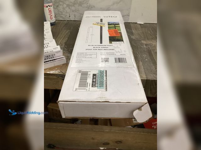 Lot 49-5407111 - LUTEC 80 in. Black Outdoor Direct Burial Aluminum Lamp Post. Model # 9706502012. Unused
