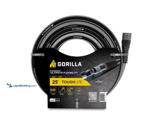 Lot 49-3614837 - Gorilla ToughLite 5/8 in. x 25 ft. Heavy Duty Garden Hose, Model # GRY05825, Unused, Scuffs/Scratche...