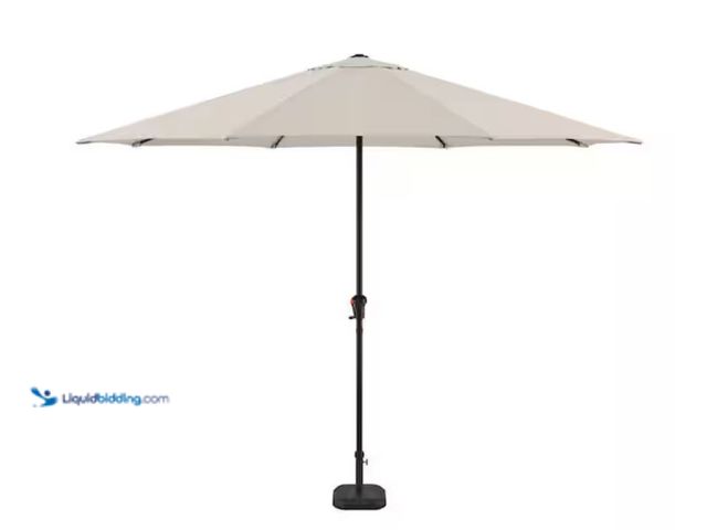 Lot 49-3614898 - Hampton Bay 11 ft. Market Patio Umbrella in Putty Beige, Model # UCM190032-PUTTY, Unused. (NOTE: Bas...
