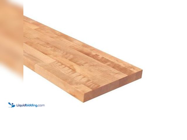 Lot 49-5572315 - HARDWOOD REFLECTIONS Solid Wood Butcher Block Shelf 72 in. W X 12 in. D X 1.5 in. H in Unfinished Bi...