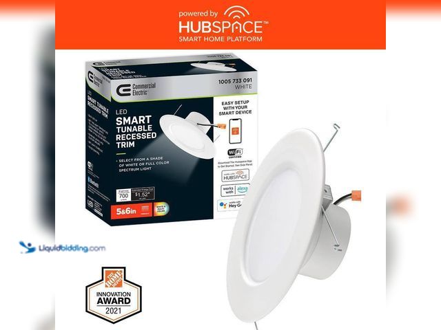 Lot 49-5449659 - Commercial Electric
5 in./6 in. T20 Smart Integrated LED Recessed Light Trim Adjustable CCT New Con...