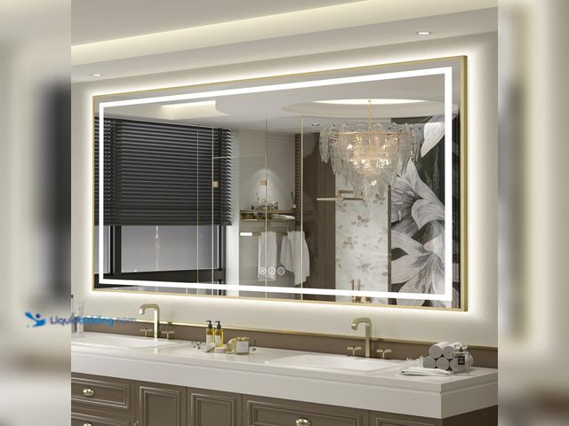 Lot 49-3534629 - OKPAL 72x40 LED Bathroom Mirror Gold Metal Framed Front & Back Light, Lighted Bathroom Mirror with L...