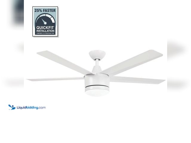 Lot 49-5412951 - Merwry 52 in. Intergrated LED Matte White Ceiling Fan With Light And Remote Control. Item is Unused